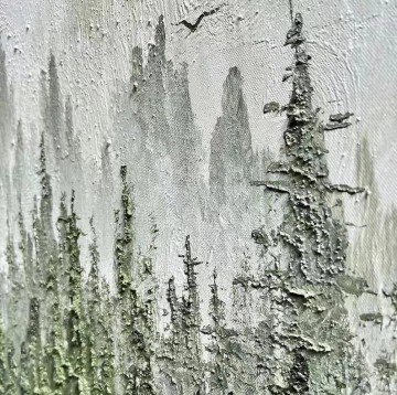 Textura de detalle de niebla de bosque verde Pinturas al óleo